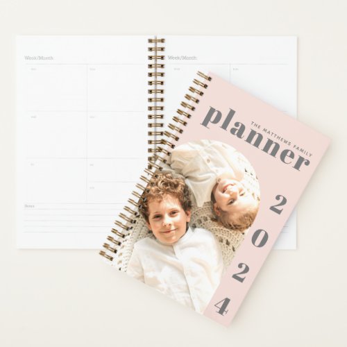 Elegant Modern Blush Pink Custom Photo Calendar Planner