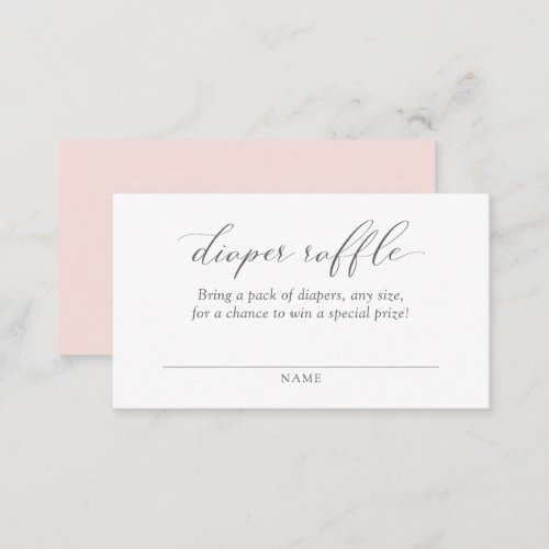 Elegant Modern Blush Pink Diaper Raffle Ticket Enclosure Card