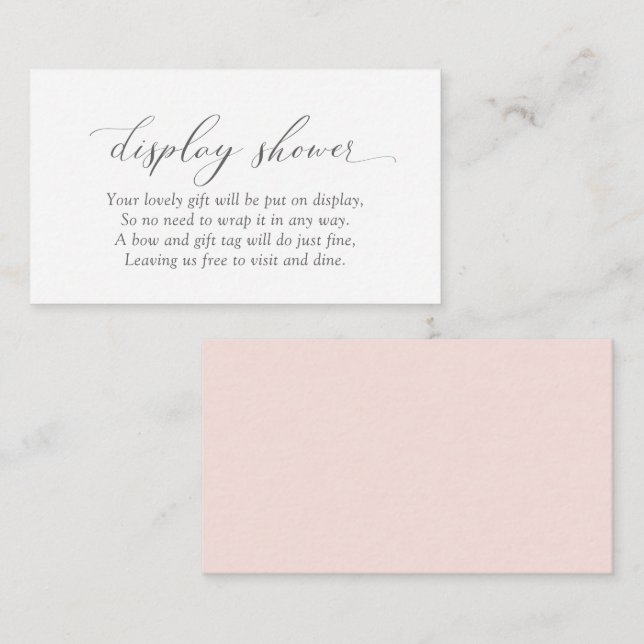 Elegant Modern Blush Pink Display Shower Enclosure Card (Front/Back)