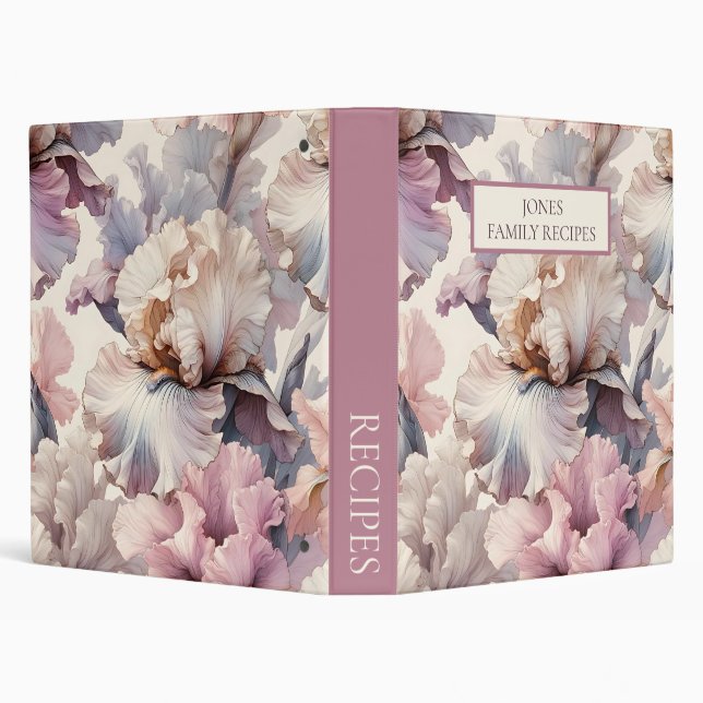 Elegant Modern Blush Pink Floral Family Recipes 3 Ring Binder (Background)
