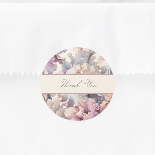 Elegant Modern Blush Pink Floral Thank You Favor Classic Round Sticker (Creator Uploaded)