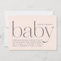 Elegant Modern Blush Pink Girl Baby Shower Invitation