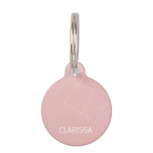 Elegant modern blush pink gold geometric pattern pet ID tag