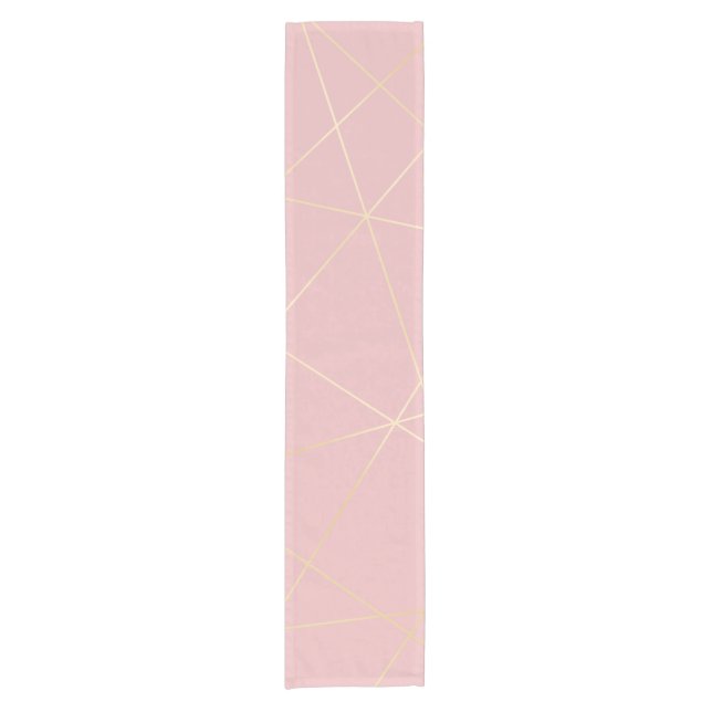Elegant modern blush pink gold geometric pattern short table runner (Front)
