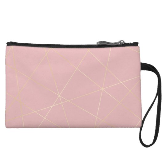 Elegant modern blush pink gold geometric pattern wristlet