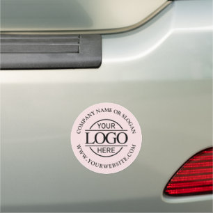 Elegant Modern Blush Pink Gray Business Logo Promo Car Magnet