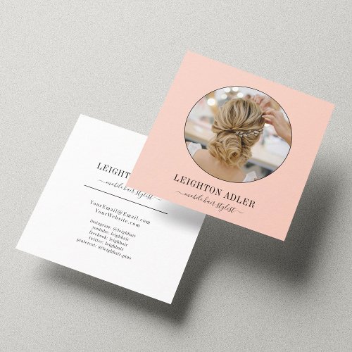 Elegant Modern Blush Pink Hair Stylist Chic Script Calling Card