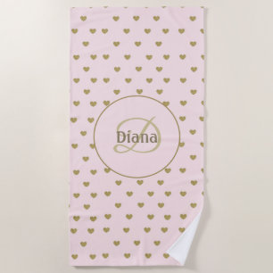 Elegant Modern Blush Pink Initials Monogram Beach Towel