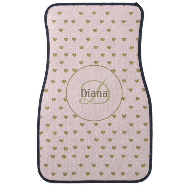 Elegant Modern Blush Pink Initials Monogram Car Floor Mat (Front)
