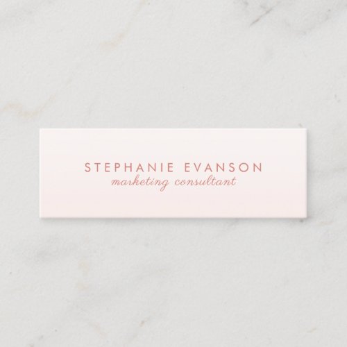 Elegant Modern Blush PInk Minimalist Mini Business Card