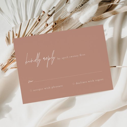 Elegant Modern Blush Pink Minimalist RSVP Card