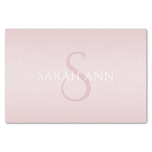Elegant Modern Blush Pink Ombre Name  Monogram Tissue Paper