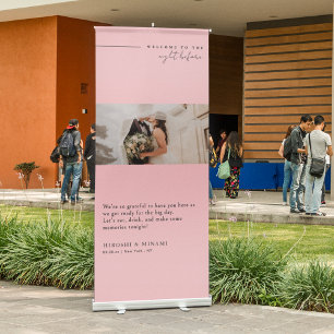 Elegant Modern Blush Pink Rehearsal Dinner Welcome Retractable Banner