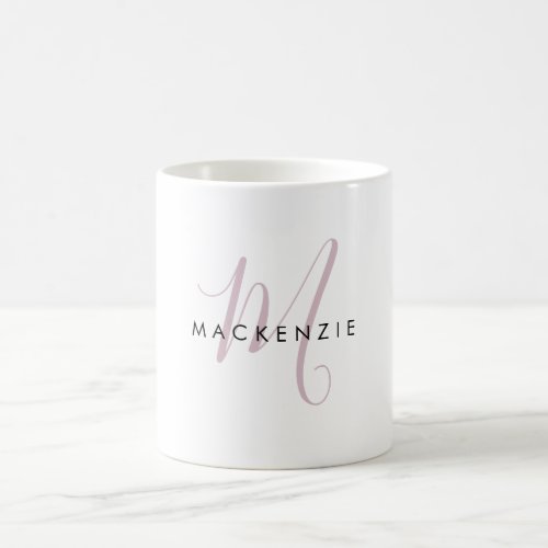 Elegant Modern Blush Pink Script Monogram Coffee Mug