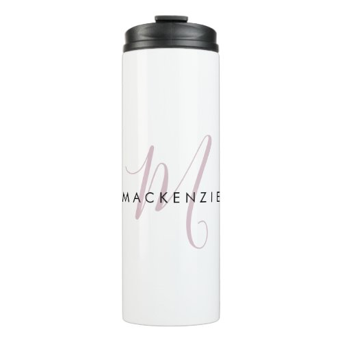 Elegant Modern Blush Pink Script Monogram Thermal Tumbler