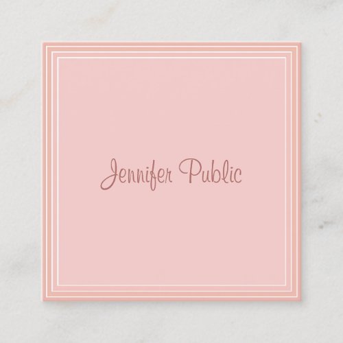 Elegant Modern Blush Pink Template Script Trendy Square Business Card