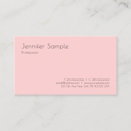 Elegant Modern Blush Pink White Simple Template Business Card