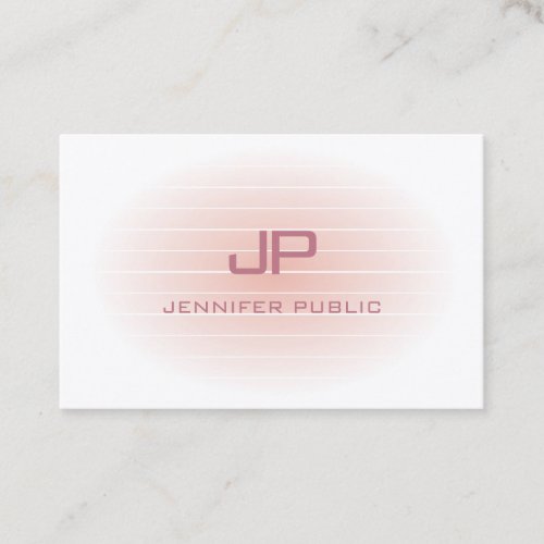 Elegant Modern Blush Pink White Trendy Monogram Business Card