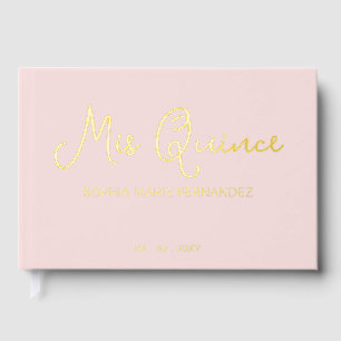 Elegant Modern Blush Quinceañera Foil Guest Book