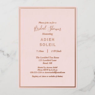 Elegant Modern Blush Rose Gold Bridal Shower Foil Invitation