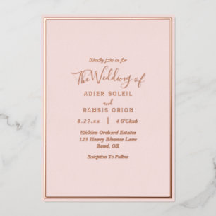 Elegant Modern Blush Rose Gold Wedding Foil Invitation
