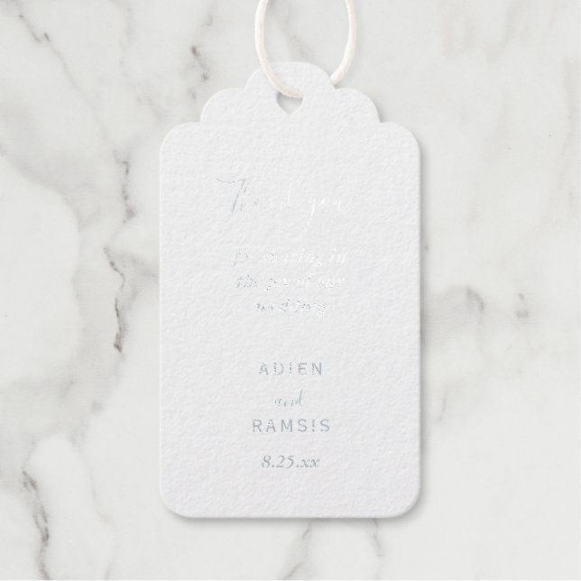 Elegant Modern Blush Silver Wedding Foil Gift Tag (Front)