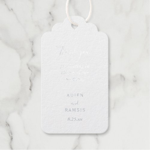 Elegant Modern Blush Silver Wedding Foil Gift Tag