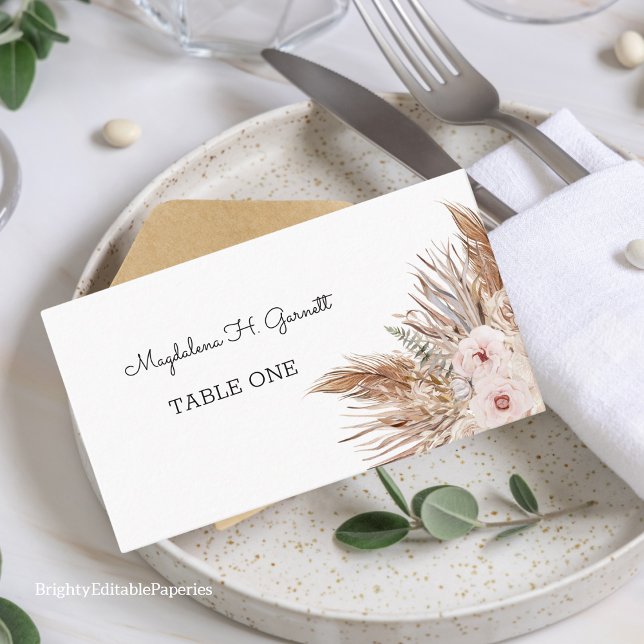 Elegant Modern Bohemian Rustic Wedding Place Card (Creator Uploaded)