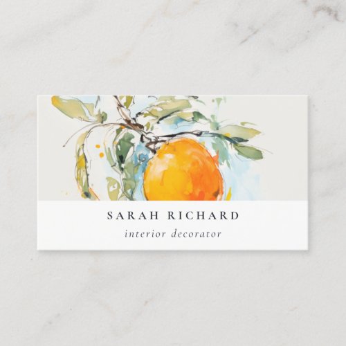 Elegant Modern Boho Abstract Sketchy Orange Garden Business Card