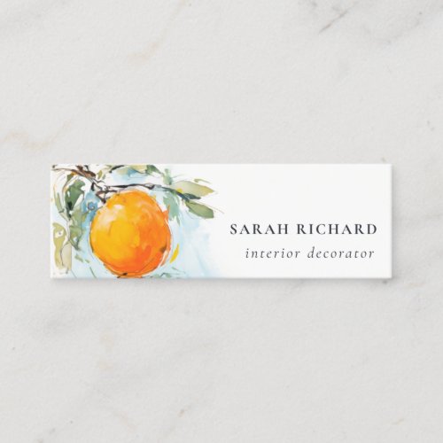 Elegant Modern Boho Abstract Sketchy Orange Garden Mini Business Card