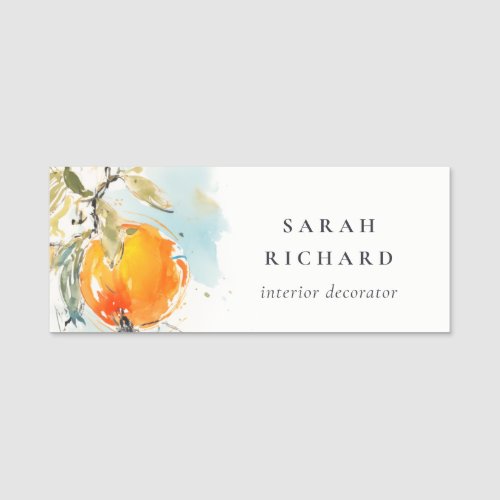 Elegant Modern Boho Abstract Sketchy Orange Garden Name Tag