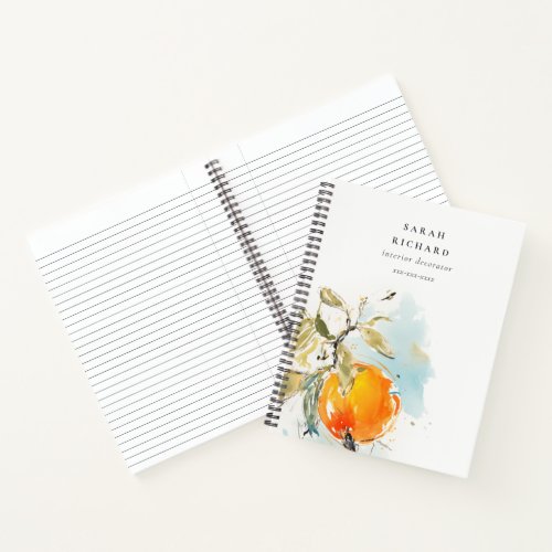 Elegant Modern Boho Abstract Sketchy Orange Garden Notebook