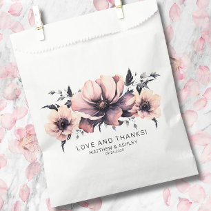 Elegant Modern Boho Chic Pink Floral Wedding Favor Bag