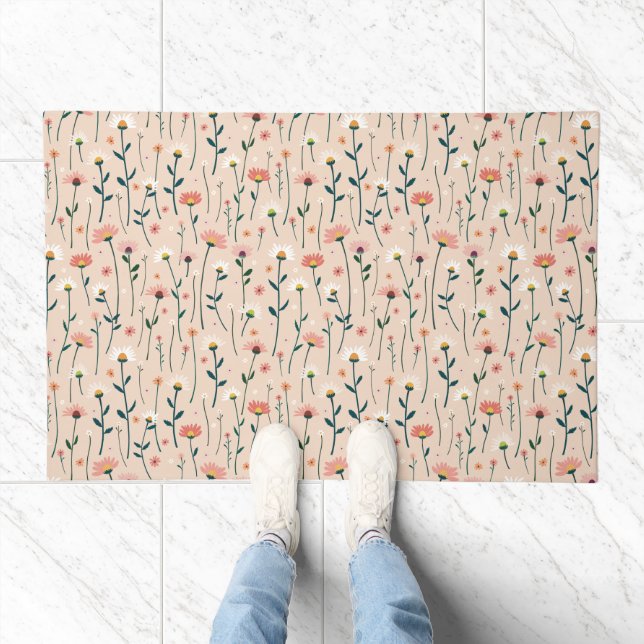 Elegant Modern Boho Chic Wildflower Doormat (Indoor)