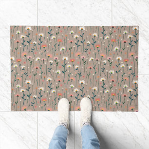Elegant Modern Boho Daisy Pattern Doormat
