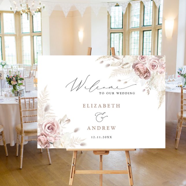 Elegant Modern Boho Dusty Rose Welcome Wedding Foam Board (Creator Uploaded)