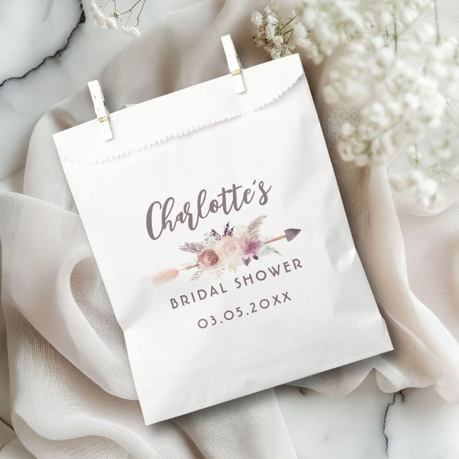Elegant, modern, boho   favor bag (Elegant, modern, boho, bridal shower favor bag with your name and date.)