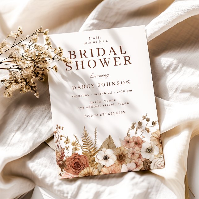 Elegant Modern Boho Floral Bridal Shower Invitation (Creator Uploaded)