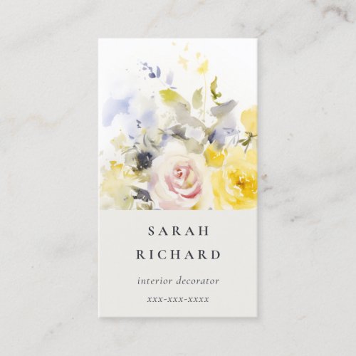 Elegant Modern Boho Vinatge Colorful Rose Floral Business Card