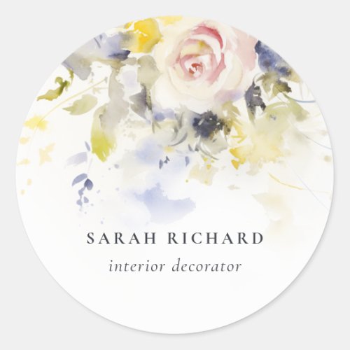 Elegant Modern Boho Vinatge Colorful Rose Floral Classic Round Sticker