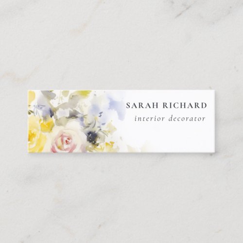 Elegant Modern Boho Vinatge Colorful Rose Floral Mini Business Card