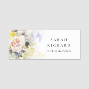 Elegant Modern Boho Vinatge Colorful Rose Floral Name Tag