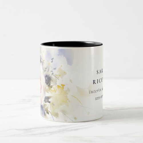 Elegant Modern Boho Vinatge Colorful Rose Floral Two_Tone Coffee Mug