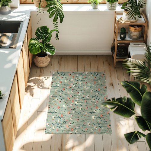 Elegant Modern Boho Wildflower Greenery Doormat