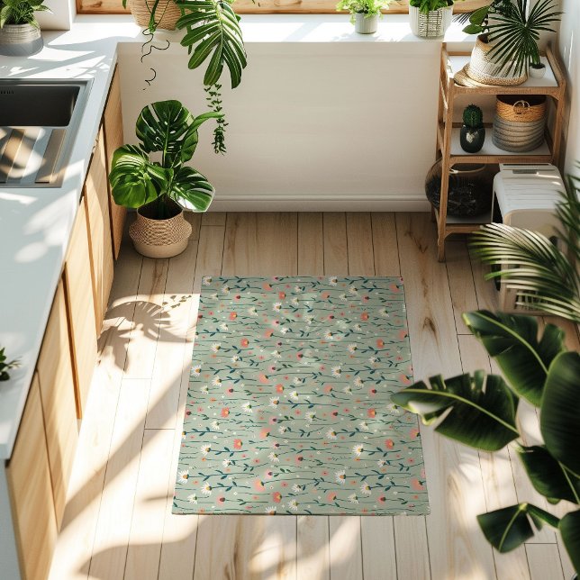 Elegant Modern Boho Wildflower Greenery Doormat (Creator Uploaded)