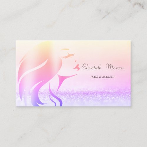 Elegant Modern Bokeh Ombre Girl Silhouette Business Card