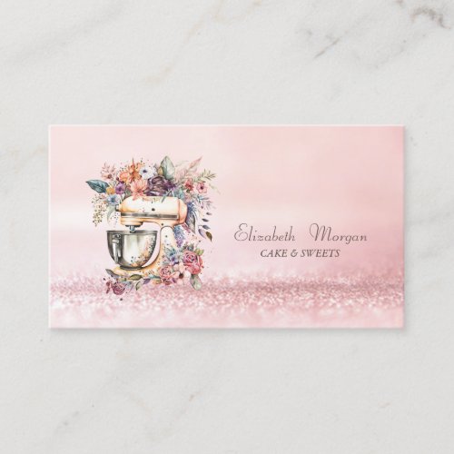 Elegant Modern Bokeh Watercolor Floral Mixer Business Card