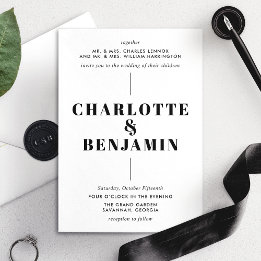 Elegant Modern Bold Black And White Wedding Invitation
