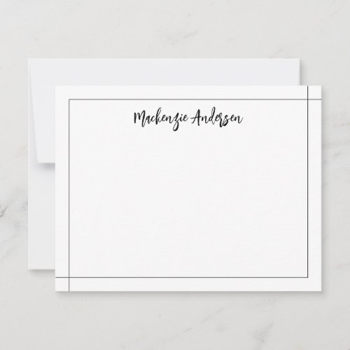 Elegant Modern Border Square Black and White Note Card