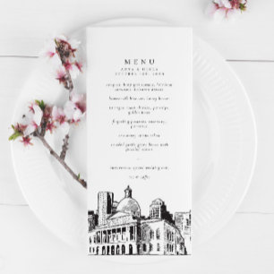Elegant Modern Boston Sketch New England Wedding Menu